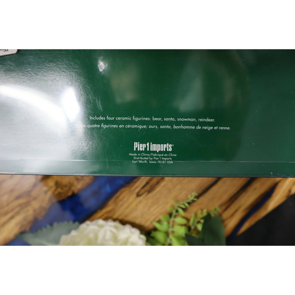 Pier 1 Ceramic Figurines Set of 4 Christmas Bear, Santa, Snowman Reindeer in Box - Picture 4 of 12